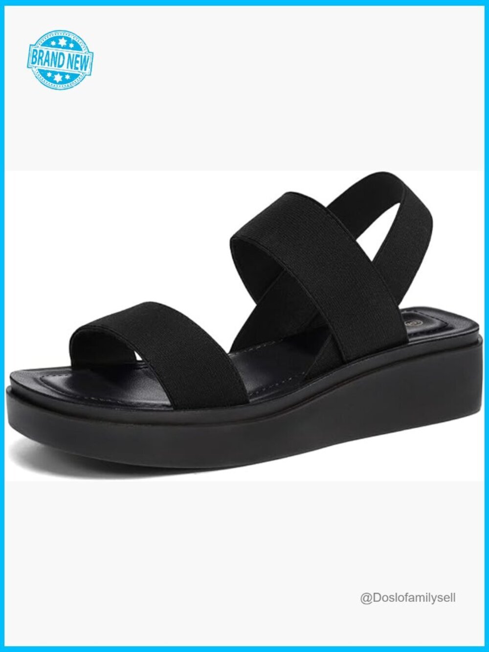 Platform Wedges Sandals Slingback Elastic Ankle Strap Low Wedge Casual Walk